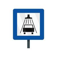 Traffic sign car wash icon, flat style vector