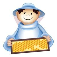 Beekeeper man icon, cartoon style vector