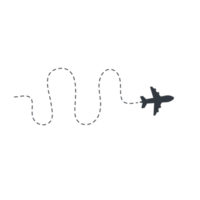 Symbol für Reisen mit Flugzeugrouten. Reise vom Startpunkt und gepunktete Linienverfolgung. png