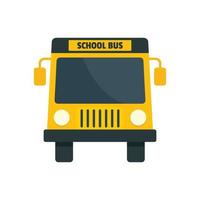 Yellow school mini bus icon, flat style vector