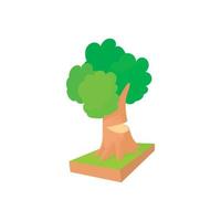 Tree to saw cut icon, cartoon style vector