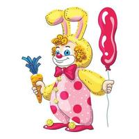 Rabbit clown kid icon, cartoon style vector