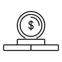 Casino gold dollars icon, outline style vector