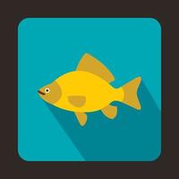 Yellow fish icon in flat style vector