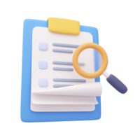 Portapapeles de papel de informe 3d. papel de nota para notas de lista de verificación. ilustración 3d png
