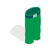 Green ski trousers icon, isometric 3d style vector