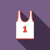 White tank top with number one icon, flat style vector