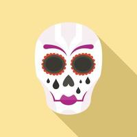 Mexican woman skull icon, flat style vector