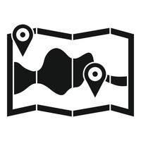 Paper pin map route icon, simple style vector