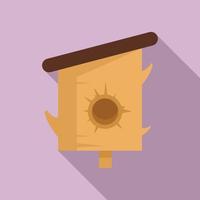 Tree trunk bird house icon, flat style vector