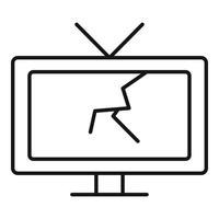icono de televisor roto, estilo de contorno vector