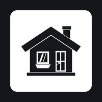 One storey house with a chimney icon, simple style vector