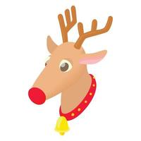 Christmas deer icon, cartoon style vector