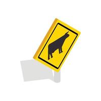 Cattle traffic warning icon, isometric 3d style vector