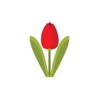 icono de tulipán rojo en estilo plano vector