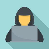 Hacker with hood icon, flat style vector