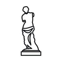 estatua de venus de milo icono, estilo de contorno vector