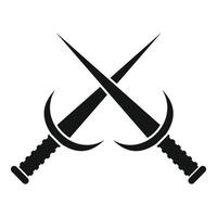 Crossed ninja knife icon, simple style vector