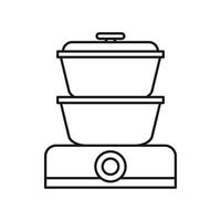 Double boiler icon, outline style vector