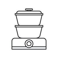 Double boiler icon, outline style vector