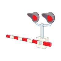 Railroad crossing icon, cartoon style vector