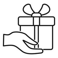 Fast gift box shipment icon, outline style vector