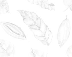 Hand drawn watercolor black and white leaf pattern background vector