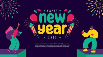 New year banners rounded font vector