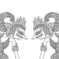 Wayang kulit art mandala zentangle coloring pages adult vector