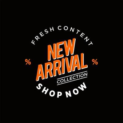 simple new arrival text lettering sticker vector for shop label design template