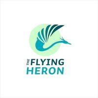 flying heron stork logo design simple modern bird vector
