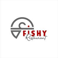 seafood logo simple modern line art of fish for restaurant design template vector