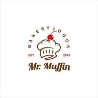 bakery logo simple modern badge concept muffin and bread vector