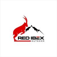 insignia moderna de diseño de logotipo ibex con montaña vector