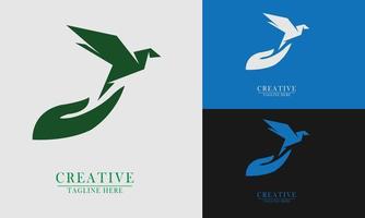 elemento de icono de logotipo de pájaro de origami de liberación manual vector