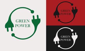 green renewable energy cycle icon logo vector