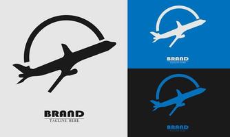 simple plane in half circle logo icon element vector