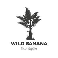 Wild banana tree vintage illustration design, banana tree silhouette design logo,symbol,template vector