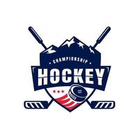 American Ice Hockey Shield Emblem Badge logo design vector inspiration, Ice hockey badge, logo, emblem template