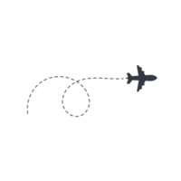 ícone de viagens de rotas de avião. viagem do ponto inicial e traçado de linha pontilhada. png