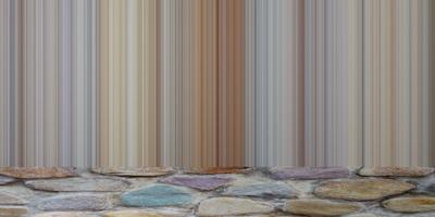 Colorful abstract vertical lines background with stone texture floor. 3D Render illustration. photo