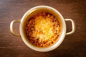 Korean spicy instant noodle with cheese photo