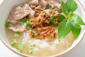Pho Bo vietnamese soup with pork and rice noodles photo