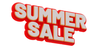 3D Summer Sale text banner render. little rotation and bottom to top view. png illustration
