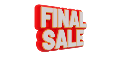 3d final sale text banner rendern. Seitenansicht. png-Abbildung png