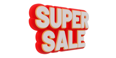 3D-Super-Sale-Text-Banner rendern. Seitenansicht. png-Abbildung png