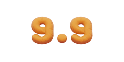 9.9 golden inflatable Helium foil numbers bread balloons style. png