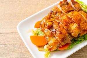 teppanyaki chicken steak with cabbage and carrot photo