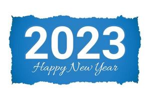 tipografía de texto feliz año nuevo 2023 en papel rasgado vector