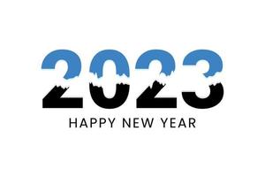 2023 feliz año nuevo texto tipografía diseño de papel rasgado sobre fondo blanco vector